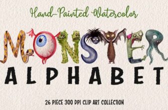 Hand Painted Watercolor Monster Alphabet 1