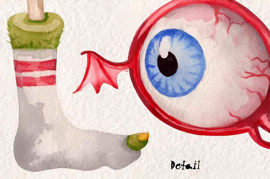 Hand Painted Watercolor Monster Alphabet 3