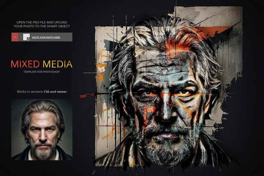 Mixed Media Template For Photoshop 1