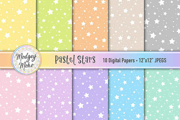 "Pastel Stars" Digital Printable Papers