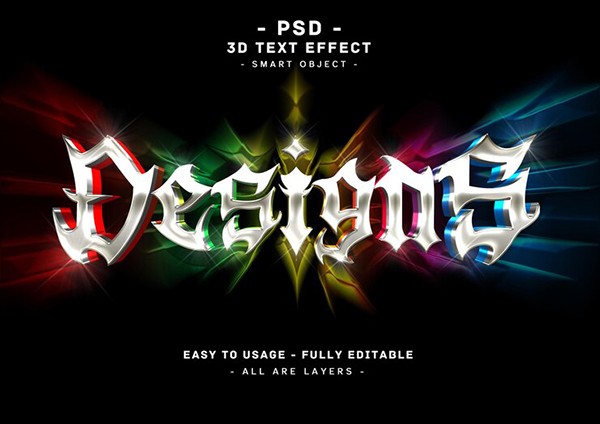 Desings 3d Silver Text Style Effect