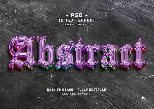 Abstract 3d Purple Colors Text Effect