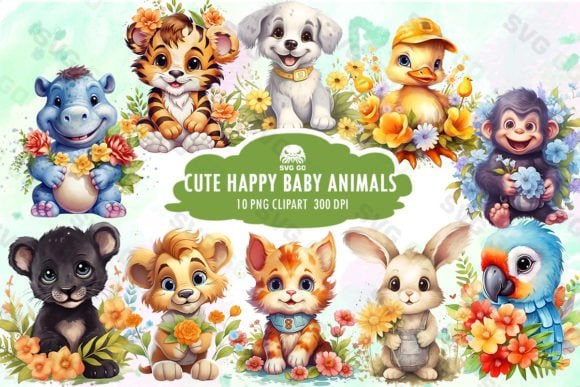 Cute Happy Baby Animals Sublimation