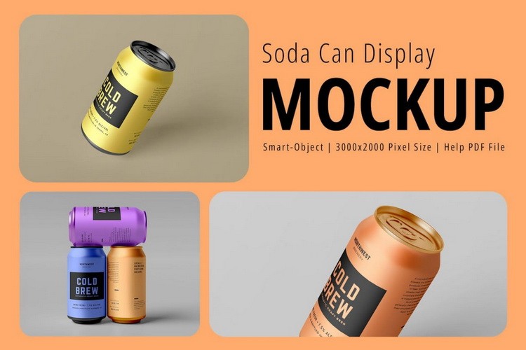 Soda Can Display Mockup