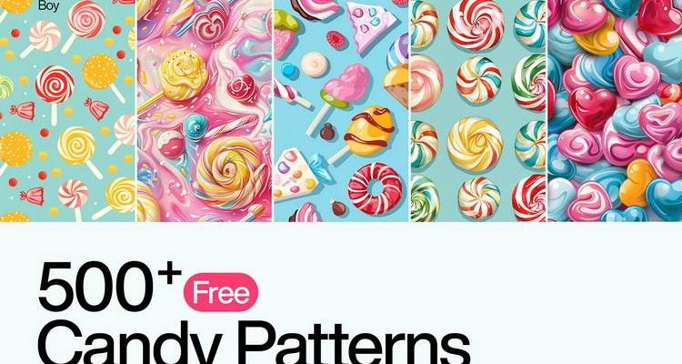 Free Candy Seamless Patterns 01