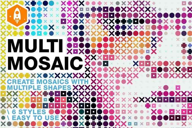 Multi Shape Mosaic Halftone Photoshop Action 01