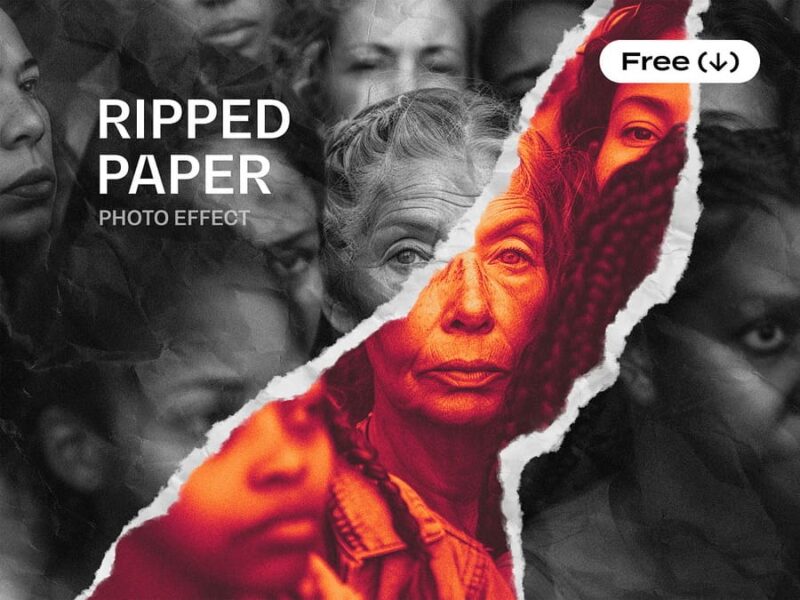 Bright Torn Paper Piece Photo Effect