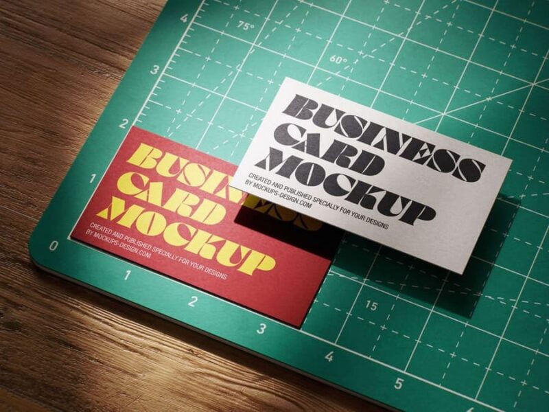 Business Card On Cutting Matt Mockup