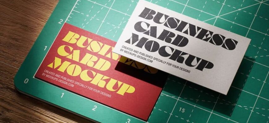 Business Card On Cutting Matt Mockup