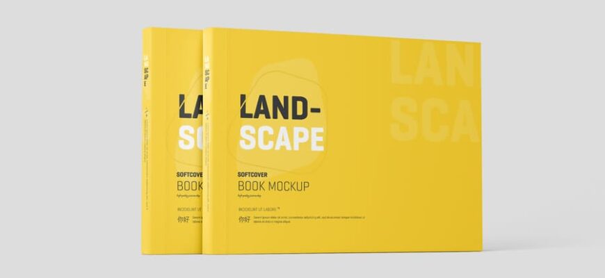 Softcover Landscape Book Cover Mockup 1