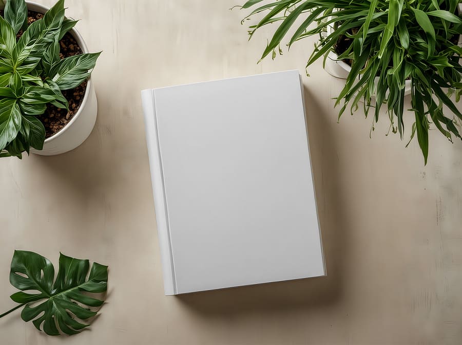 Hardcover Book On Plain Surface Mockup 1