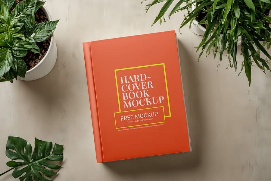 Hardcover Book On Plain Surface Mockup