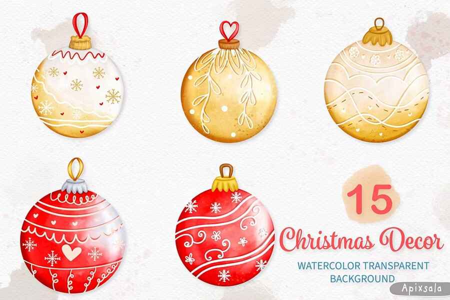 Christmas Ball Ornament Watercolor 3